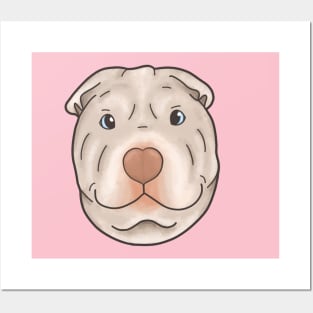 Silly Shar Pei Gemma Cartoon Portrait - Large Version Posters and Art